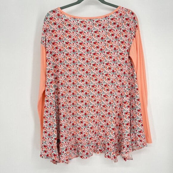Matilda Jane Sing it Out Floral Print Casual Top Size Small Ruffle Hem Pink - Picture 6 of 9